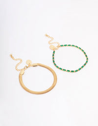 Gold Plated Baguette & Snake Bracelet Pack - link has visual effect only