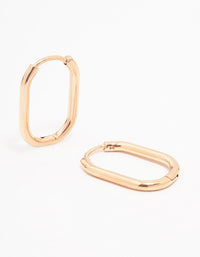 Rose Gold Plated Surgical Steel Rounded Rectangular Hoop Earrings - link has visual effect only