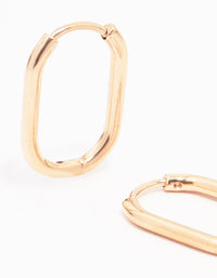 Rose Gold Plated Surgical Steel Rounded Rectangular Hoop Earrings - link has visual effect only