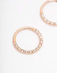 Rose Gold Plated Surgical Steel Pave Hoop Earrings - link has visual effect only