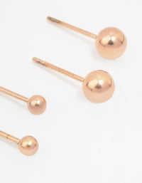 Rose Gold Plated Surgical Steel Graduating Ball Stud Earring Pack - link has visual effect only