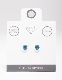 Sterling Silver Blue Czech Crystal Stud Earrings - link has visual effect only