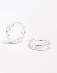 Sterling Silver Textured Huggie Hoop Earrings - link has visual effect only