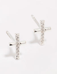 Sterling Silver Cubic Zirconia Stud Earrings - link has visual effect only