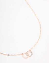 Rose Gold Interlocking Circular Diamante Pendant Necklace - link has visual effect only