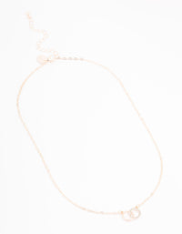 Rose Gold Interlocking Circular Diamante Pendant Necklace - link has visual effect only