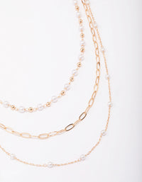 Gold Fine Station Pearl Necklace - link has visual effect only