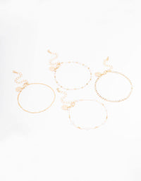 Gold Dainty Pearl Bracelet 4-Pack - link has visual effect only