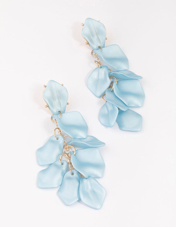 Blue Petal Drop Earrings