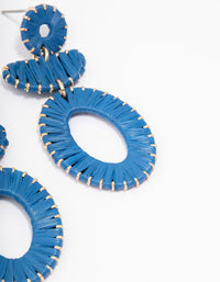 Blue Fabric Wrapped Oval Drop Earrings - link has visual effect only