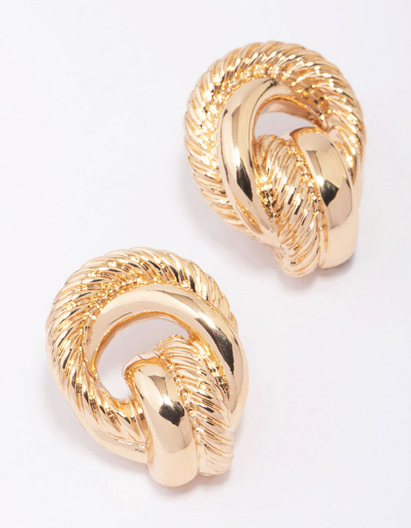 Gold Rope Knotted Stud Earrings