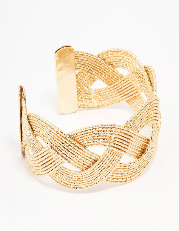 Gold Textured Woven Wrist Cuff