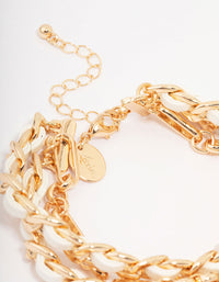 Gold Woven Chunky Layered Chain Bracelet - link has visual effect only