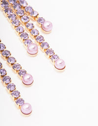 Gold & Lilac Cupchain Drop Earrings - link has visual effect only