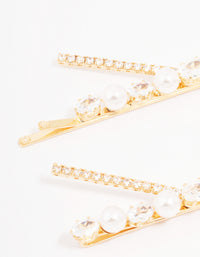 Gold Pearl & Crystal Cross Hair Clip 2-Pack - link has visual effect only