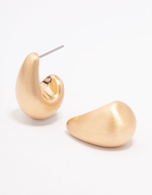 Gold Large Smooth Teardrop Earrings