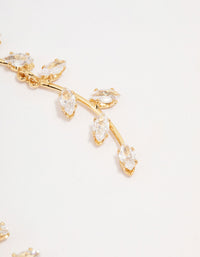 Gold Plated Long Winding Cubic Zirconia Drop Earrings - link has visual effect only