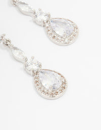 Silver Cubic Zirconia Pear Halo Drop Earrings - link has visual effect only