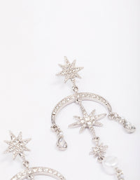 Rhodium Celestial & Pearl Drop Earrings - link has visual effect only