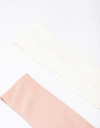 Ivory & Pink Ribbed Fabric Headband Pack - link has visual effect only