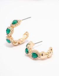 Gold Emerald Heart Hoop Earrings - link has visual effect only