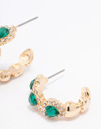 Gold Emerald Heart Hoop Earrings - link has visual effect only