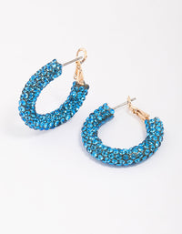 Blue Diamante Medium Hoop Earrings - link has visual effect only