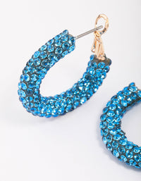 Blue Diamante Medium Hoop Earrings - link has visual effect only