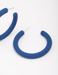 Blue Medium Smooth Hoop Earrings - link has visual effect only