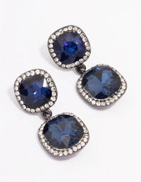 Gunmetal Double Square Halo Drop Earrings - link has visual effect only