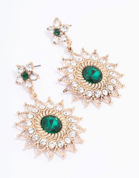 Gold Emerald Celestial Drop Earrings - link has visual effect only