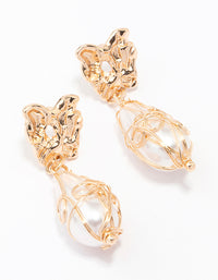 Gold Butterfly & Pearl Drop Earrings - link has visual effect only