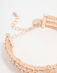 Rose Gold Beaded Diamante Chain Bracelet - link has visual effect only