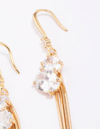 Gold Cubic Zirconia Chain Drop Earrings - link has visual effect only