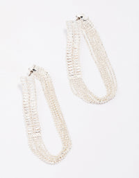 Silver Cubic Zirconia Chain Rectangular Drop Earrings - link has visual effect only