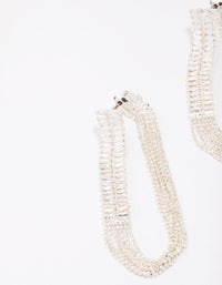 Silver Cubic Zirconia Chain Rectangular Drop Earrings - link has visual effect only