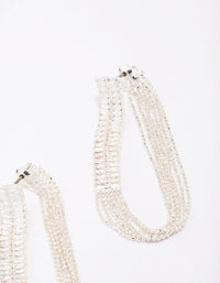 Silver Cubic Zirconia Chain Rectangular Drop Earrings - link has visual effect only