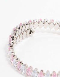 Silver Cubic Zirconia Wrapped Pink Bracelet - link has visual effect only