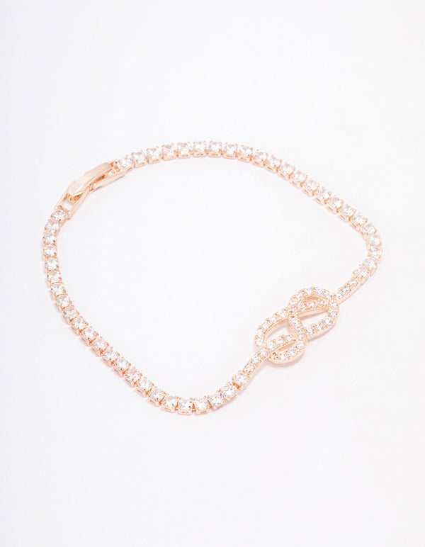 Rose Gold Cubic Zirconia Twisted Bracelet