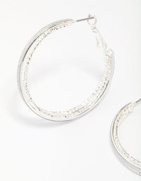 Silver Diamante Large Hoop Earrings - link has visual effect only