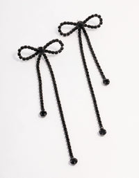 Jet Black Diamante Bow Drop Earrings - link has visual effect only