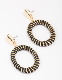 Black & Gold Metallic Circle Drop Earrings - link has visual effect only