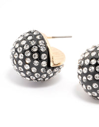 Gunmetal Pave Hook Stud Earrings - link has visual effect only