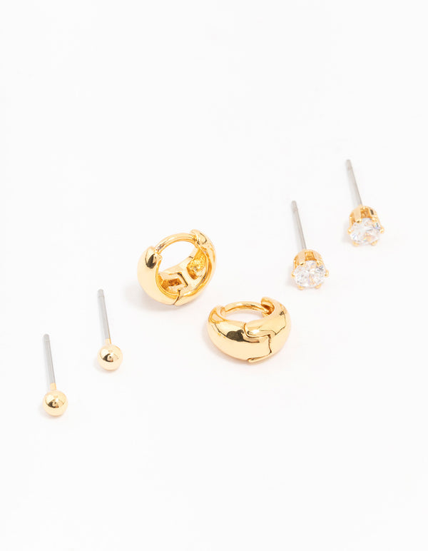 Gold Plated Mini Hoop Earring 3-Pack