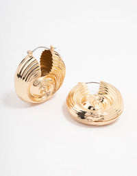 Gold Textured Shell Hoop Earrings - link has visual effect only