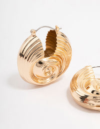 Gold Textured Shell Hoop Earrings - link has visual effect only