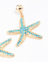 Gold Diamante Starfish Drop Earrings - link has visual effect only