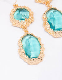 Gold Molten Double Row Round Drop Earrings - link has visual effect only