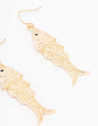 Gold Textured Fish Drop Earrings - link has visual effect only