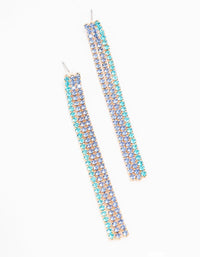 Purple & Blue Diamante Cup Chain Drop Earrings - link has visual effect only